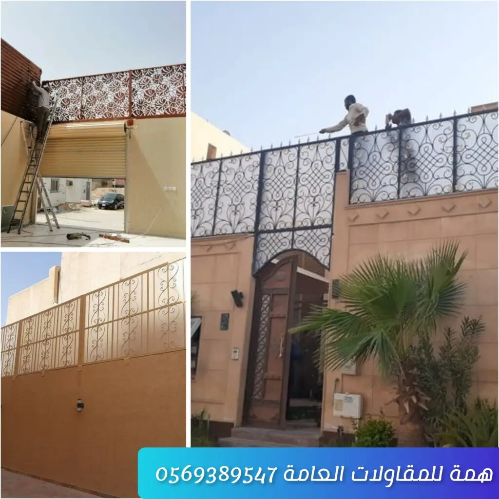 سواتر خشبية مزخرفة بتقنية قص الليزر مثبتة في حديقة منزل بتصميم عصري وطبيعي